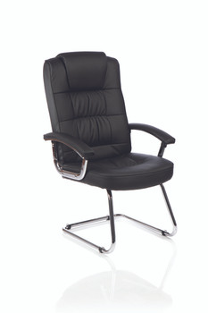 Moore Deluxe Cantilever Visitor Chair Black Leather With Arms BR000094 KC0152