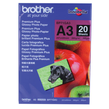 Brother A3 Premium Plus Glossy Photo Paper Pack of 20 BP71GA3 BA65840