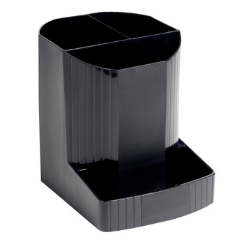 Exacompta Ecoblack Mini-Octo Recycled Pen Pot 3 Compartments Black 675014D