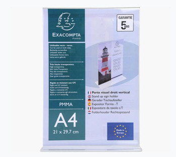 Exacompta Upright Sign Holder A4 Clear Acrylic 84158D 84158D