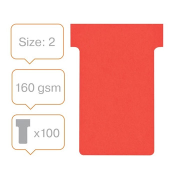 Nobo T-Cards Size 2 Pack of 100 Red 2002003 2002003