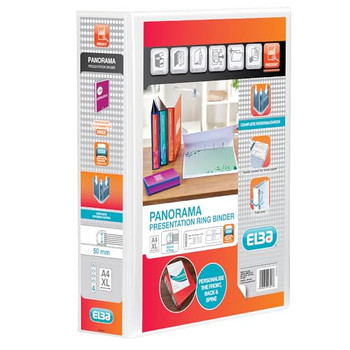 Elba Panorama 50mm 4 D-Ring Presentation Binder A4 White 400001309 BX06553