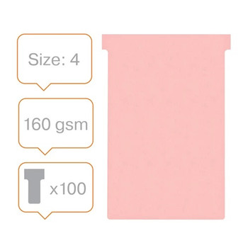 Nobo T-Cards Size 4 Pack of 100 Pink 2004008 2004008