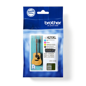 Brother LC-421XL Yield: 500 Pages Black/Cyan/Yellow/Magenta Ink Cartridge LC421XLVAL