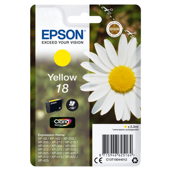 Epson Daisy Singlepack Yellow 18 Claria Home Ink Standard Yield Pigment-based in C13T18044012