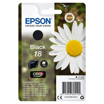 Epson Daisy Singlepack Black 18 Claria Home Ink Standard Yield Pigment-based ink C13T18014012