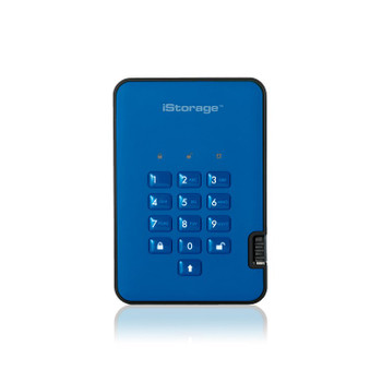 iStorage diskAshur2 256-bit 4TB USB 3.1 secure encrypted solid-state drive - Blu IS-DA2-256-SSD-4000-BE
