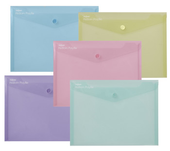 Snopake Reborn A5 Polyfile Popper Wallet With Press-Stud Closure Pastel Pk5 1591 15910 Snopake Reborn A5 Polyfile Popper Wallet With Press-Stud Closure Pastel Pk5 1591 15910