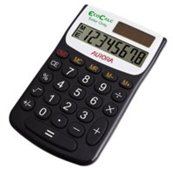 Aurora Ecocalc 8 Digit Pocket Calculator Recycled Plastic Black - EC101 EC101