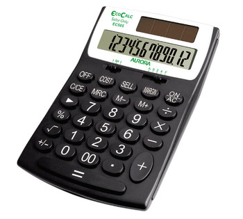 Aurora Ecocalc 12 Digit Desktop Calculator Recycled Plastic Black - EC505 EC505