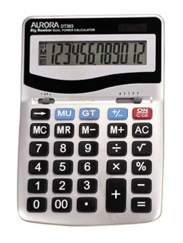 Aurora 12 Digit Desktop Calculator Silver - DT303 DT303