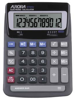 Aurora Heavy Duty 12 Digit Desktop Calculator Grey - DT85V DT85V