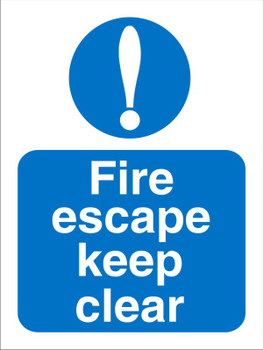 Seco Mandatory Safety Sign Fire Escape Keep Clear Semi Rigid Plastic 150 X 200Mm M025SRP150X200
