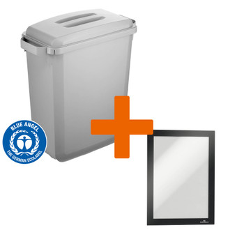 Durable Durabin Eco 80% Recycled Plastic Recycling Bin 60 Litre Grey With Grey L VEH2023009