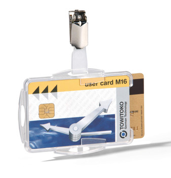 Durable Id Card Holder With Clip for 2 Cards Transparent Pack Of 25 - 821819 821819