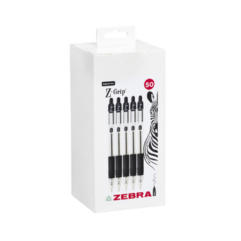 Zebra Z-Grip Retractable Ballpoint Pen 1.0Mm Tip Black Pack 50 - 02757 02757
