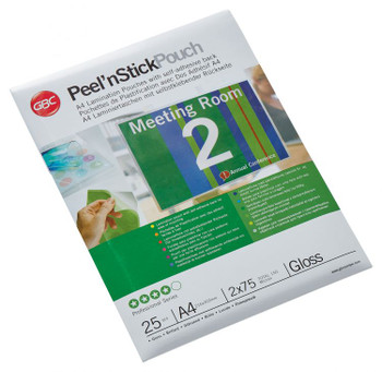 GBC 3747527 A4 Peel n Stick Gloss Pouch 75 Micron 25Pk 3747527