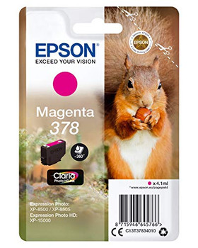 Epson 378 Squirrel Magenta Standard Capacity Ink Cartridge 4Ml - C13T37834010 C13T37834010 Epson 378 Squirrel Magenta Standard Capacity Ink Cartridge 4Ml - C13T37834010 C13T37834010