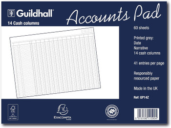 Guildhall Ruled Account Pad With 14 Cash Columns And 60 Pages Grey GP14Z GP14Z Guildhall Ruled Account Pad With 14 Cash Columns And 60 Pages Grey GP14Z GP14Z