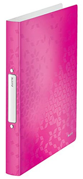 Leitz Wow Ring Binder Polypropylene 2 O-Ring A4 25Mm Rings Pink Metallic Pack 10 42570023
