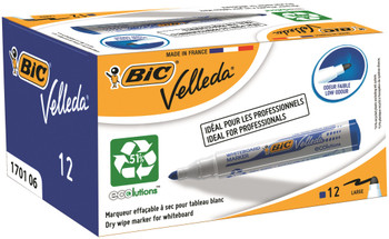 Bic Velleda 1701 Whiteboard Marker Bullet Tip 1.5Mm Line Blue Pack 12 525826