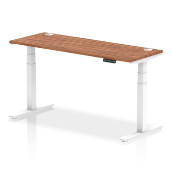 Dynamic Air 1600 X 600Mm Height Adjustable Desk Walnut Top Cable Ports White Leg HA01147