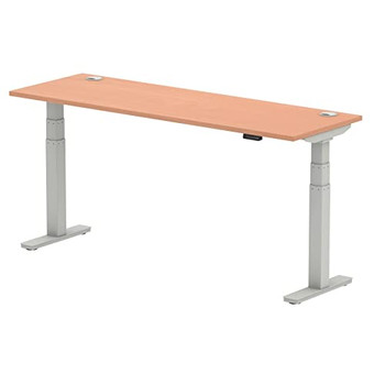 Dynamic Air 1800 X 600Mm Height Adjustable Desk Beech Top Cable Ports Silver Leg HA01124