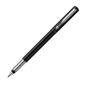 Parker Vector Fountain Pen Black/Stainless Steel Barrel Blue Ink S0881041