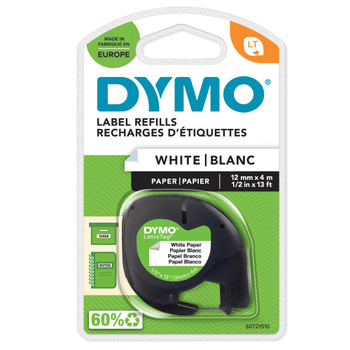 Dymo Letratag Label Tape Paper 12Mmx4m Black On White S0721510 Dymo Letratag Label Tape Paper 12Mmx4m Black On White S0721510