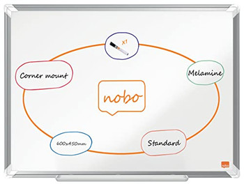Nobo Premium Plus Non Magnetic Melamine Whiteboard Aluminium Frame 600X450mm 191 1915166