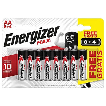 Energizer Max Aa Alkaline Batteries Pack 8 Plus 4 Free E303325100
