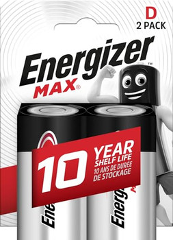Energizer Max D Alkaline Batteries Pack 2 E302306802