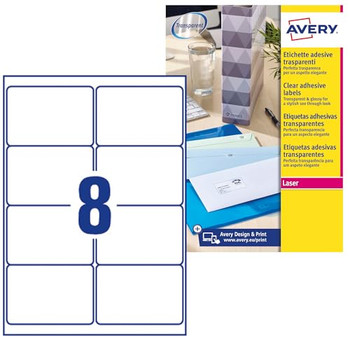 Avery Laser Parcel Label 99X67.7Mm 8 Per A4 Sheet Clear Pack 200 Labels L7565-25 L7565-25