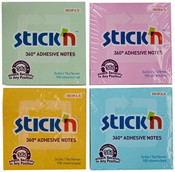 Stickn 360 Sticky Notes 76X76mm 100 Sheets Assorted Colours Pack 12 21792 21792 Stickn 360 Sticky Notes 76X76mm 100 Sheets Assorted Colours Pack 12 21792 21792