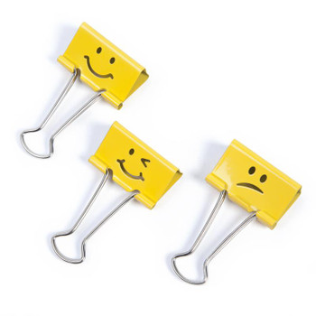 Rapesco Foldback Clip 32Mm Assorted Emojis Yellow Pack 20 1354