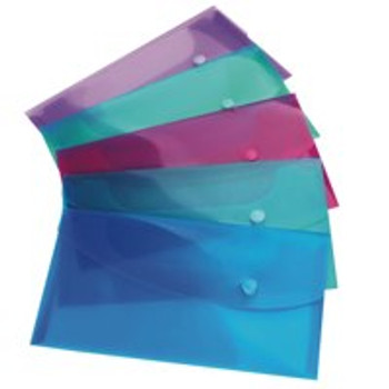 Rapesco Popper Wallet Polypropylene Dl Bright Transparent Assorted Pack 5 0690