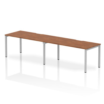 Dynamic Evolve Plus 1600Mm Single Row 2 Person Desk Walnut Top Silver Frame BE36 BE367