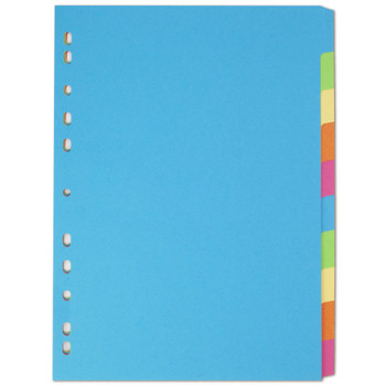 Elba Bright Coloured Card Dividers A4 Multipunched 10 Part 400008300 400008300