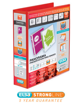 Elba Panorama Presentation Ring Binder 50Mm Capacity 70Mm Spine A4+ 4 D-Ring Red 400008432
