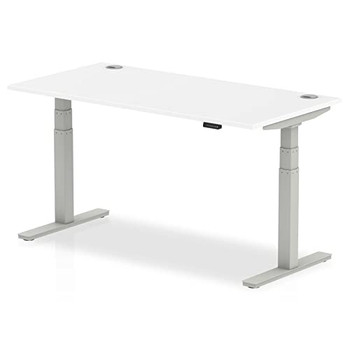 Dynamic Air 1600 X 800Mm Height Adjustable Desk White Top Cable Ports Silver Leg HA01091