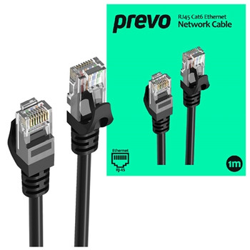 Prevo CAT6-BLK-1M Network Cable Rj45 M To Rj45 M Cat6 1M Black Oxygen Free Coppe CAT6-BLK-1M