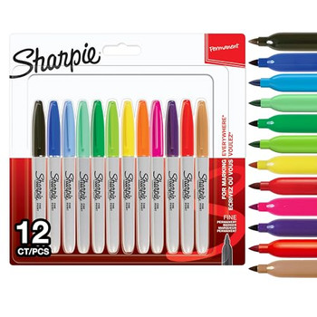 Sharpie 2065404 Permanent Markers 0.9mm Fine Point Assorted Colours - Pack 2065404