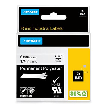 Dymo 1805442 6mm Black on White Tape 1805442 Dymo 1805442 6mm Black on White Tape 1805442