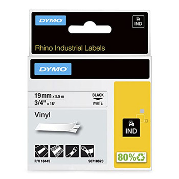 Dymo 18445 19mm White Vinyl Tape 18445 Dymo 18445 19mm White Vinyl Tape 18445