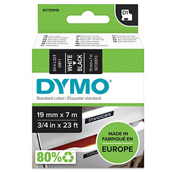 Dymo 45811 19mm x 7m White on Black Tape 45811 Dymo 45811 19mm x 7m White on Black Tape 45811