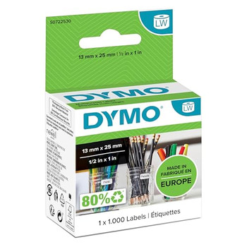 Dymo 11353 13mm x 25mm Multi Purpose Labels Black On White 11353 Dymo 11353 13mm x 25mm Multi Purpose Labels Black On White 11353