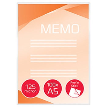 GBC 3747244 Peel n Stick Pouch Gloss A5 125 micron Pack of 100 PEELA5GLOSS125