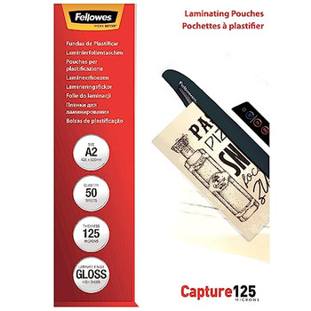 Fellowes 5309302 A2 125 Mic Laminating Pouch 50 53093
