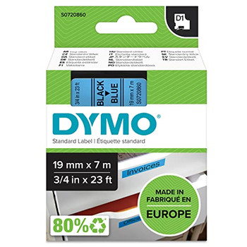 Dymo 45806 19mm x 7m Black on Blue Tape 45806 Dymo 45806 19mm x 7m Black on Blue Tape 45806
