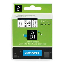 Dymo 45807 19mm x 7m Black on Red Tape 45807